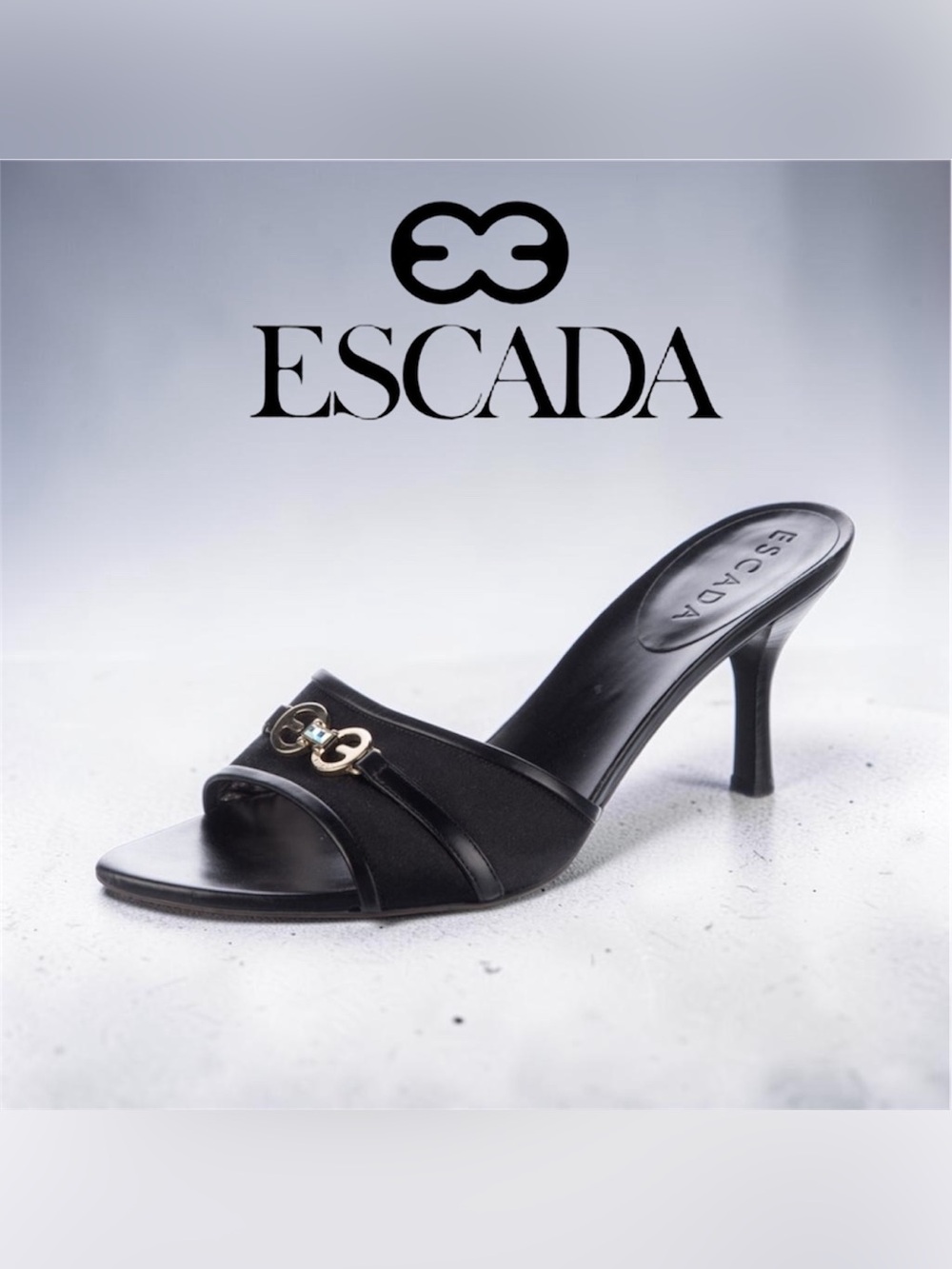Escada Black Mule Heels Like New